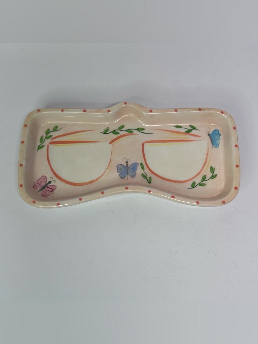 Bella Casa Ganz Eyeglass Sunglasses Holder Tray Butterflies Ceramic Desk Dish